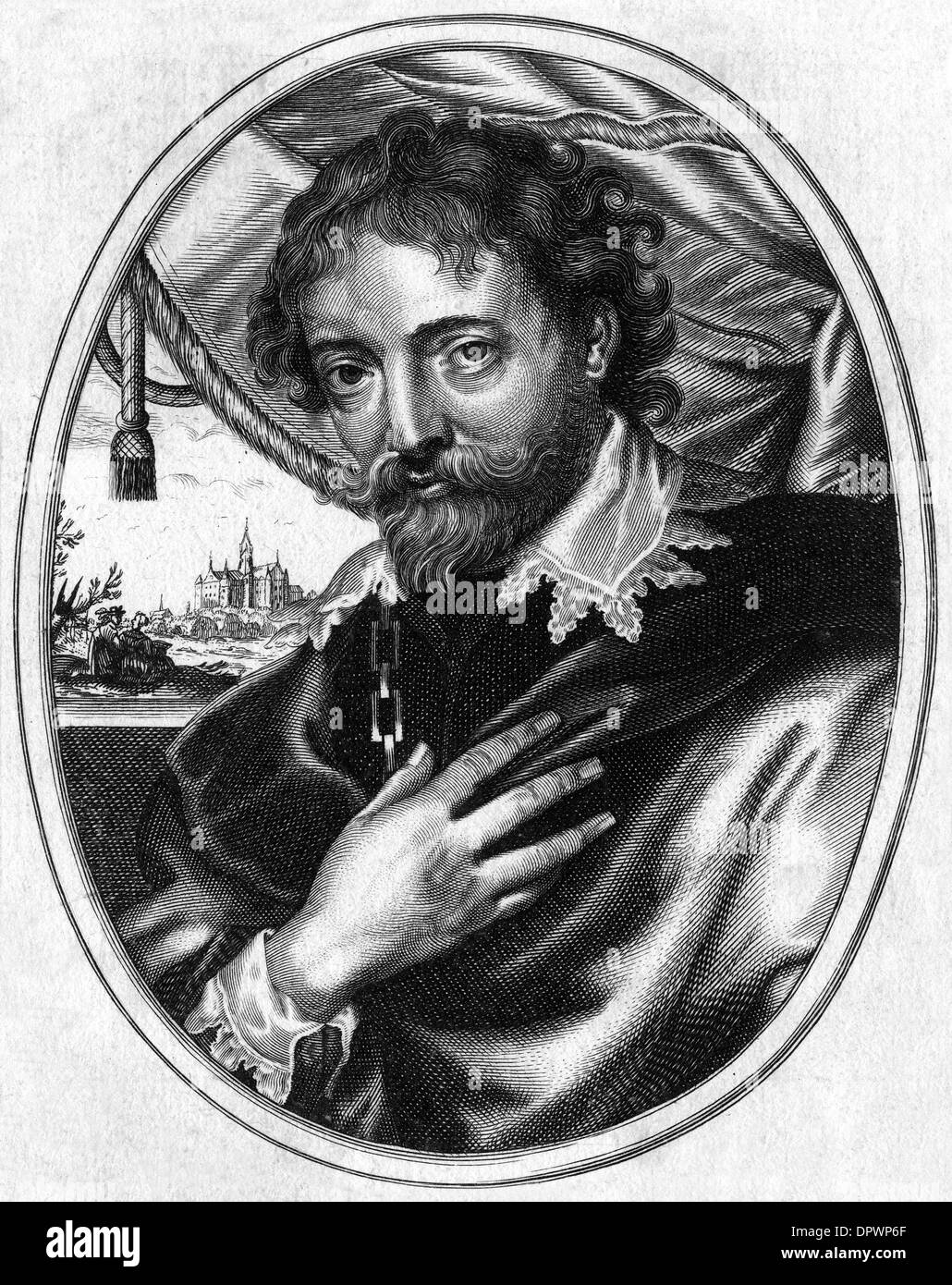 Autoritratto di Rubens, inciso da Moncornet Foto Stock