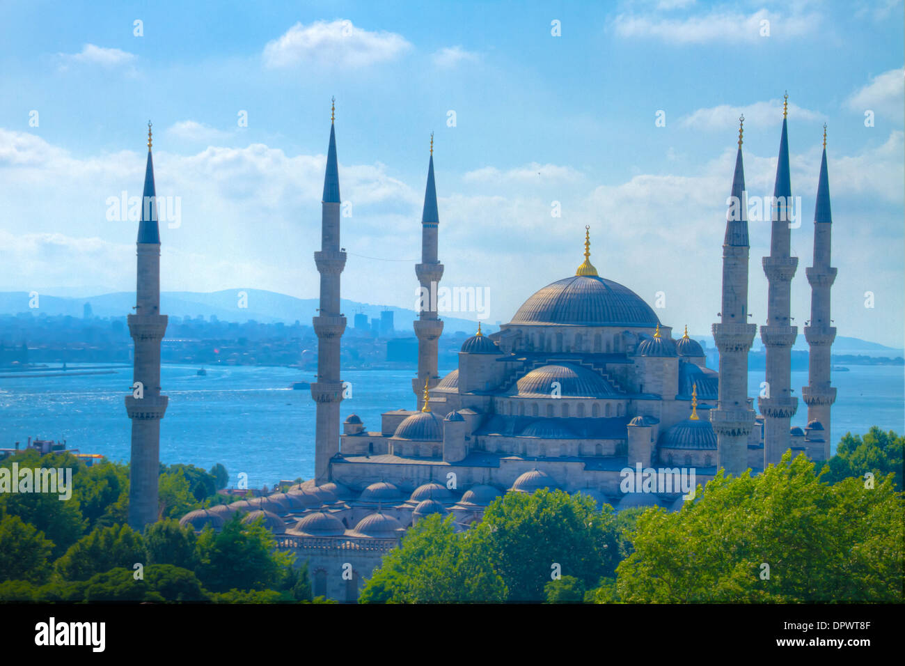La Moschea Blu, Istanbul, Turchia, costruito 1609, Mar Nero in prossimità del Bosforo, Sito del Patrimonio Mondiale Foto Stock