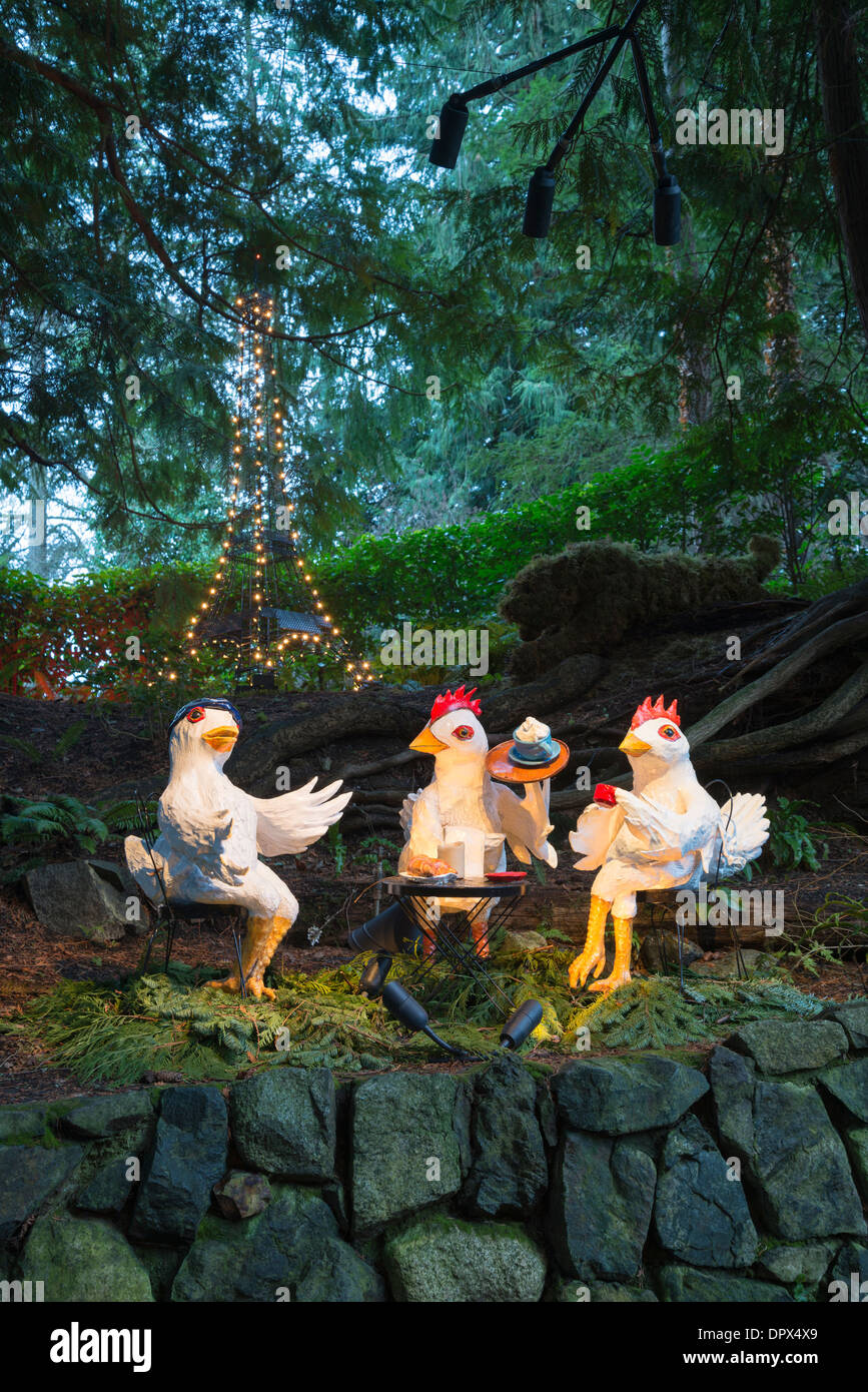 Dodici giorni di Natale display, Butchart Gardens, Brentwood Bay, British Columbia, Canada Foto Stock