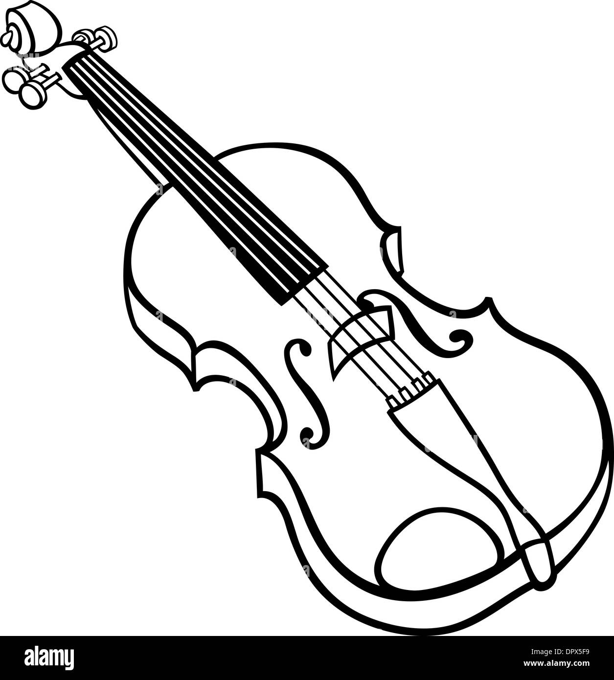 Bianco e Nero Cartoon illustrazione del violino strumento musicale Clip Art  per libro da colorare Foto stock - Alamy