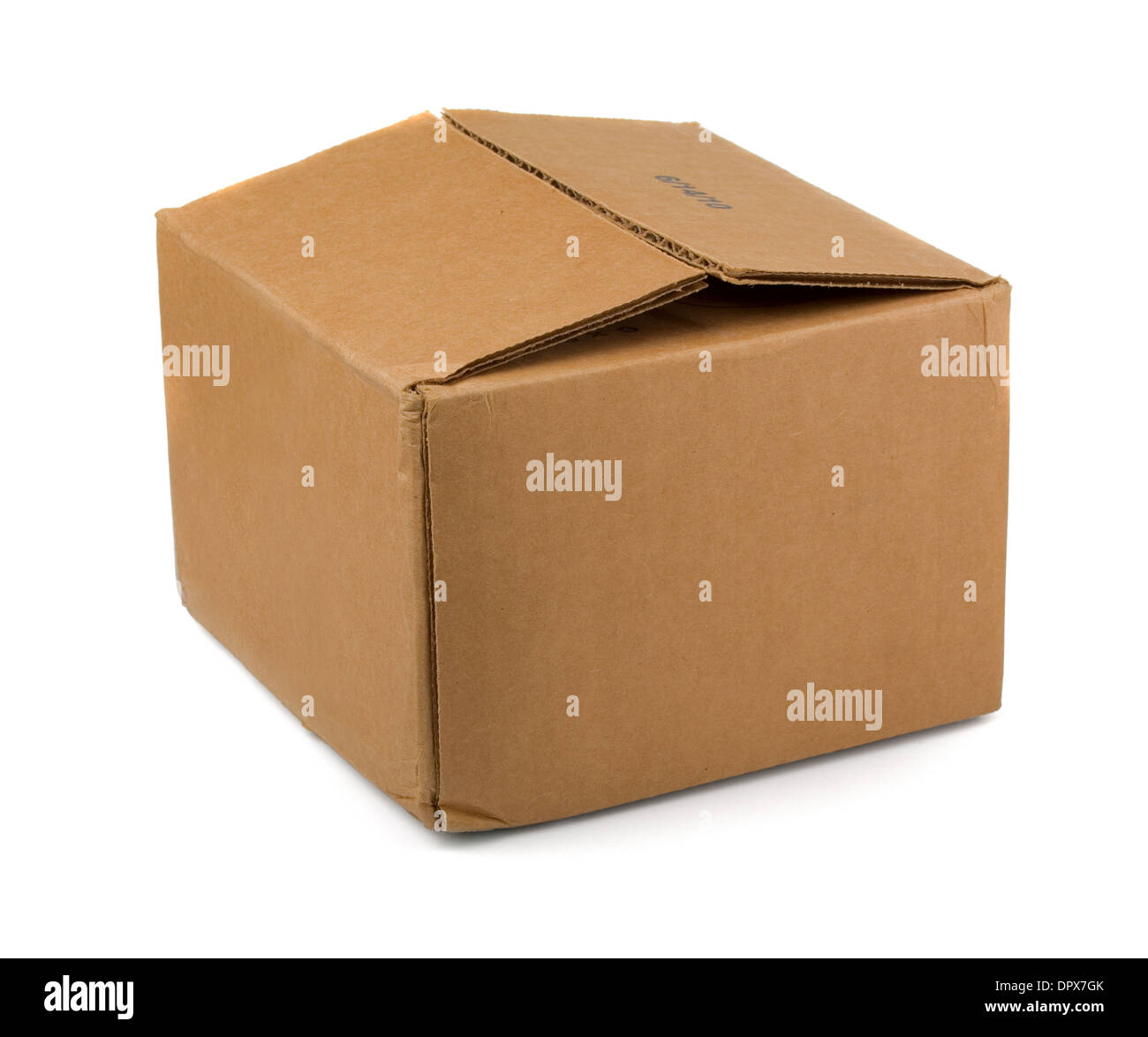 Brown scatola di cartone isolato su bianco Foto Stock