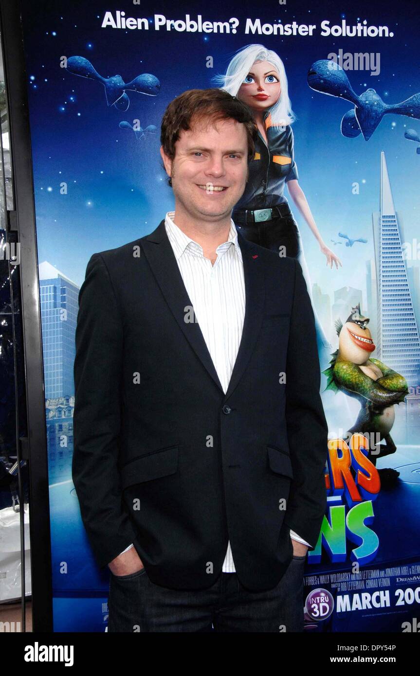 K61378MGE.Rainn Wilson durante la premiere del nuovo film da Dreamworks Animation Monsters vs Aliens, tenutasi presso gli Universal Studios Gibson Anfiteatro, il 22 marzo 2009 a Los Angeles..foto: Michael Germana - Globe foto (credito Immagine: © Michael Germana Globo/foto/ZUMAPRESS.com) Foto Stock