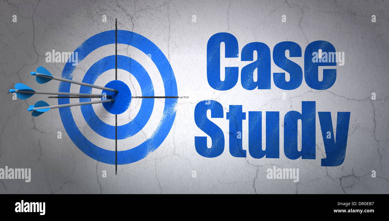 Il concetto di istruzione: bersaglio e casi di studio su sfondo a parete Foto Stock