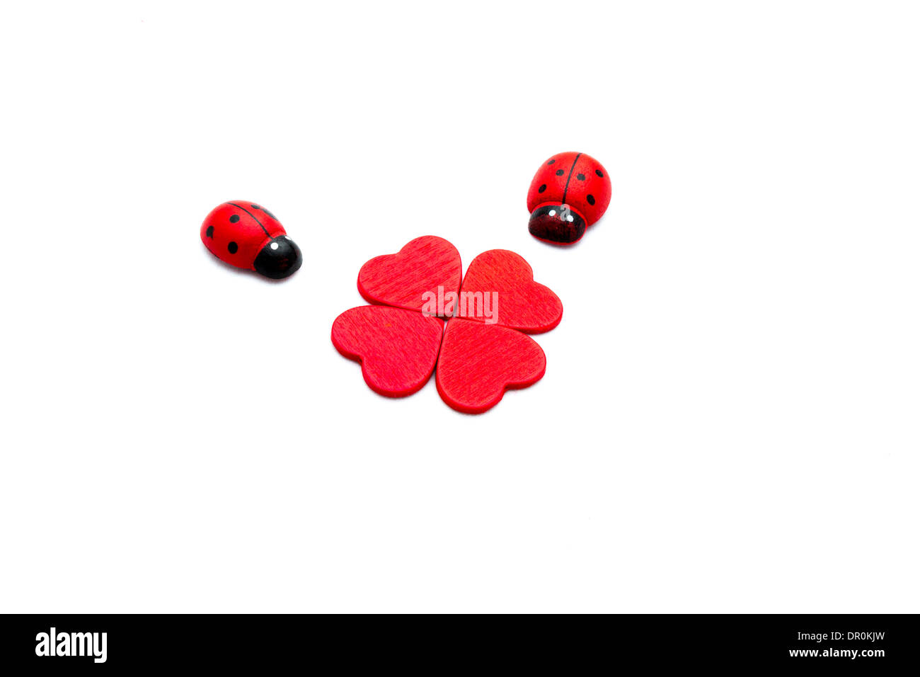Trifoglio e ladybugs per il giorno di San Valentino concetto Foto Stock