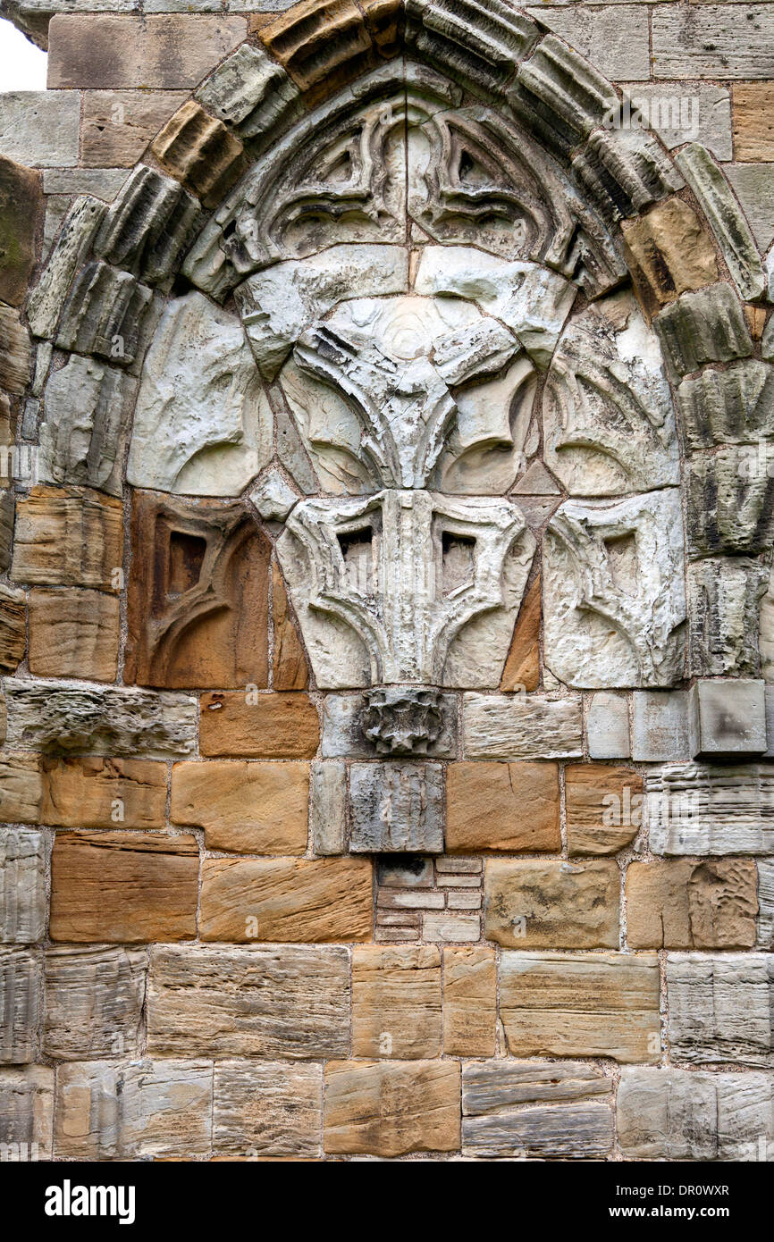 Dettaglio dalle rovine di Whitby Abbey, Whitby, North Yorkshire Foto Stock