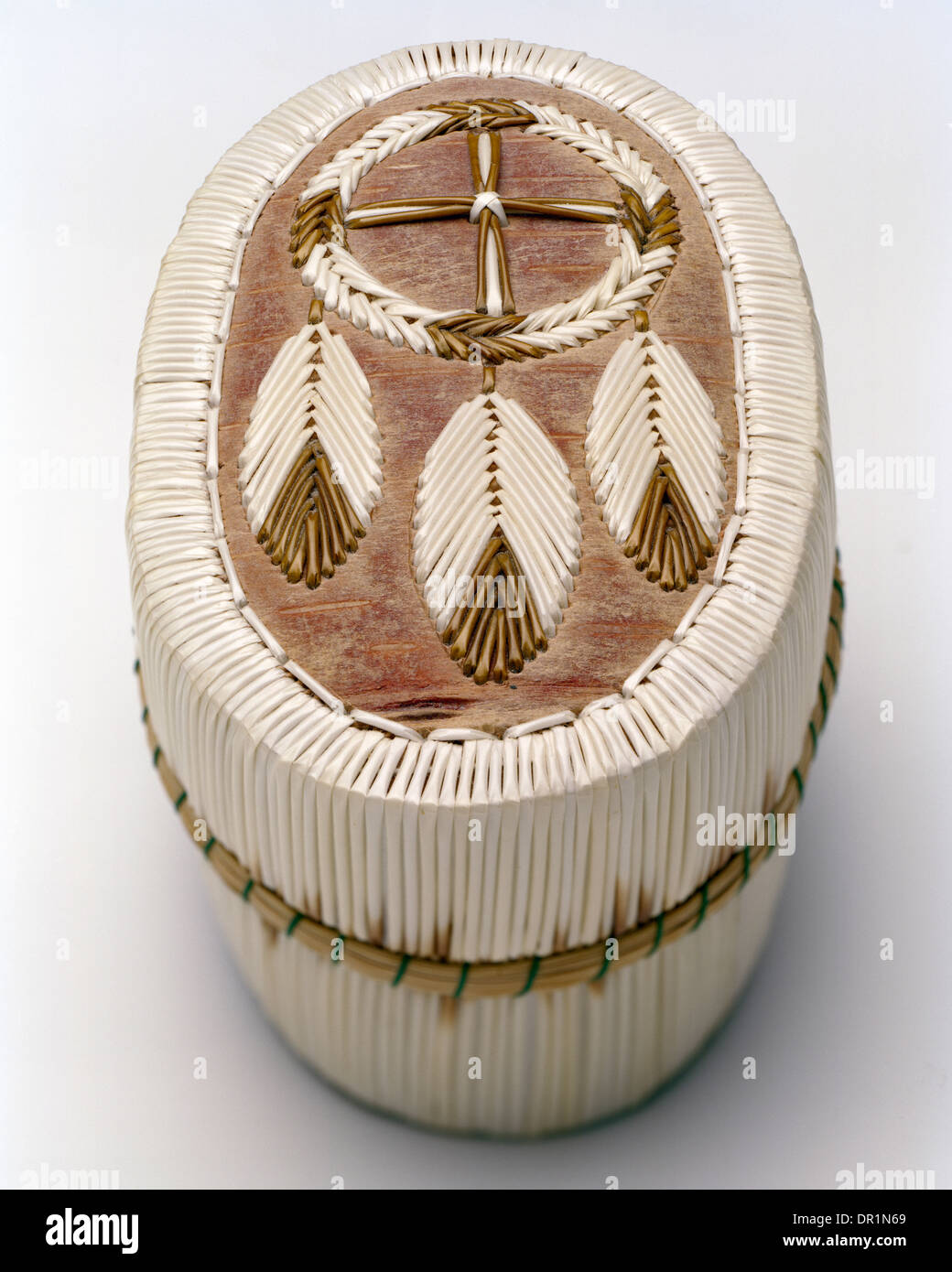 Chippewa quill box con dreamcatcher motif Foto Stock