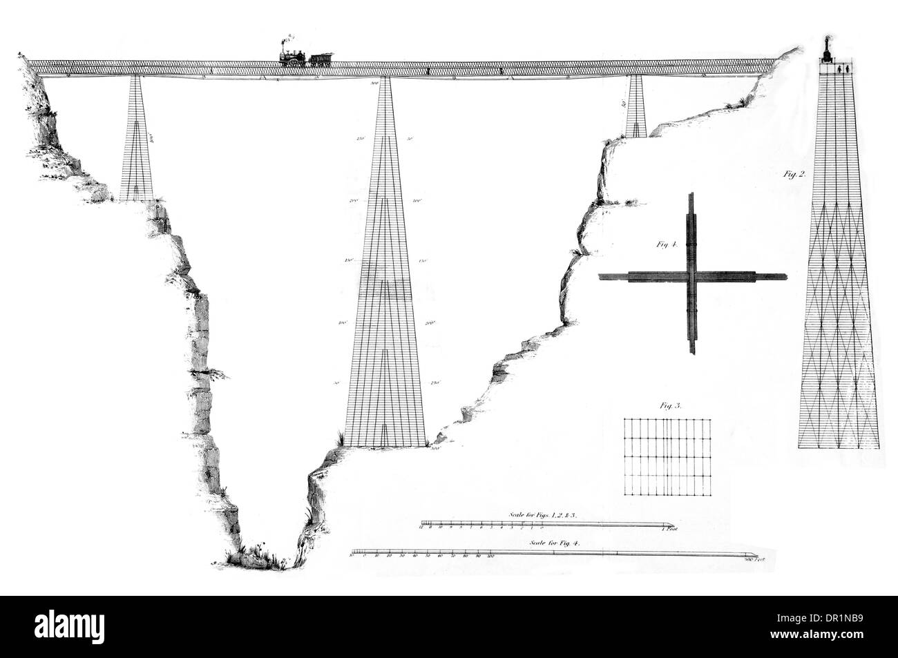 Busse migliorata del ponte di ferro circa 1848 Foto Stock
