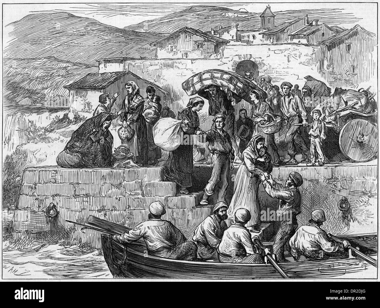 Accoglienza di profughi di guerre civili Foto Stock