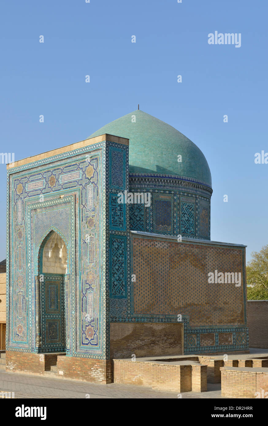 Architettura di Timurid, Shah-i-Zinda mausoleo complessa, Samarcanda, Uzbekistan Foto Stock
