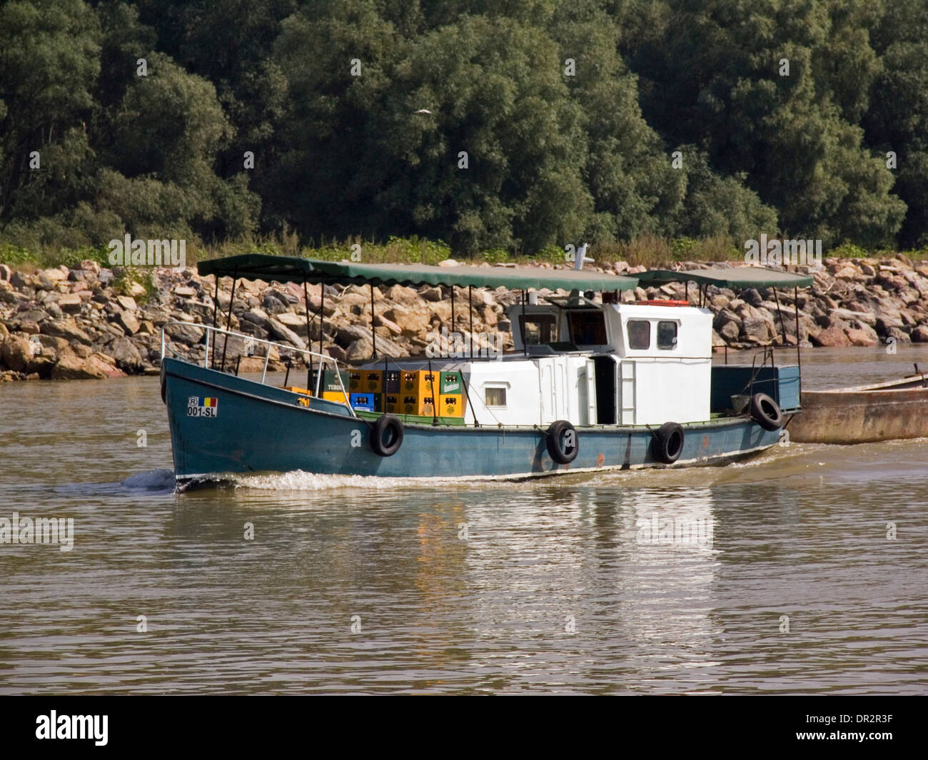 L'Europa, Romania, della Dobrugia, delta del Danubio, Tulcea, navigazione fluviale, trasporto merci Foto Stock