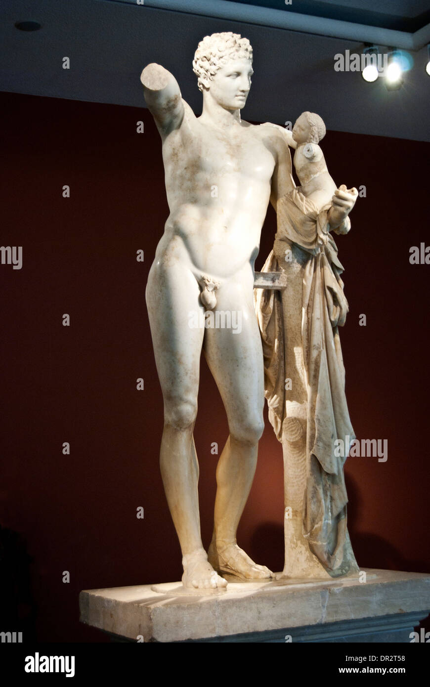Hermes di Prassitele, Museo Archeologico di Olimpia, Grecia Foto Stock