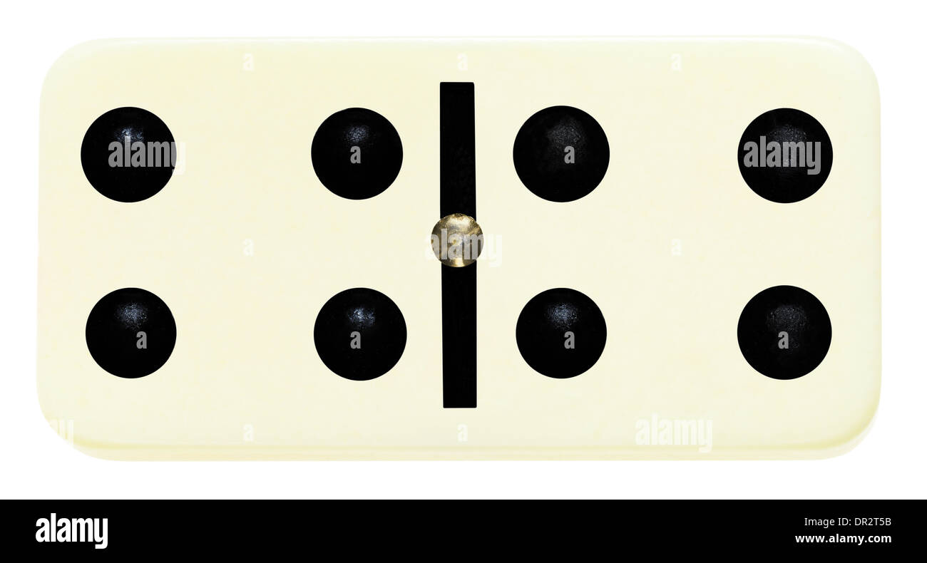 Quattro di quattro piastrelle di domino su isolati su sfondo bianco Foto Stock
