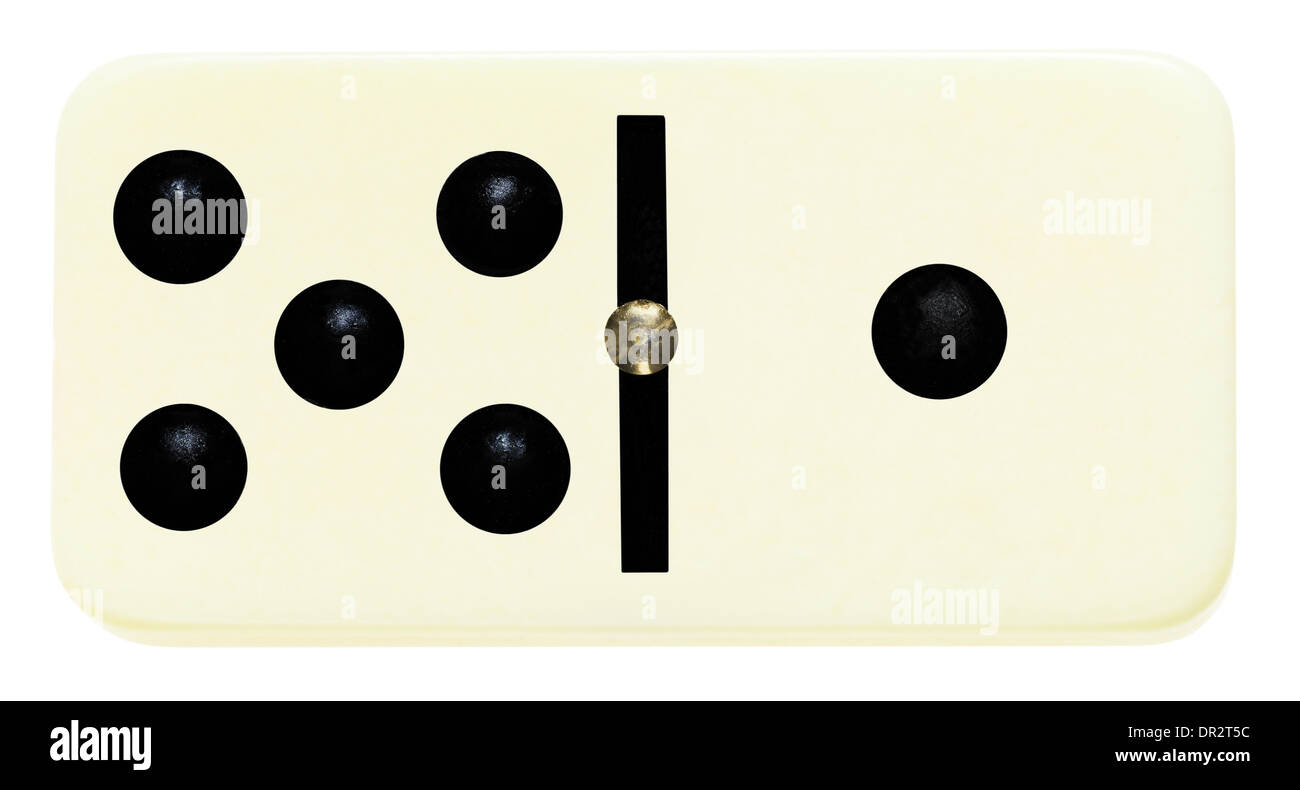 Uno di cinque piastrelle domino su isolati su sfondo bianco Foto Stock