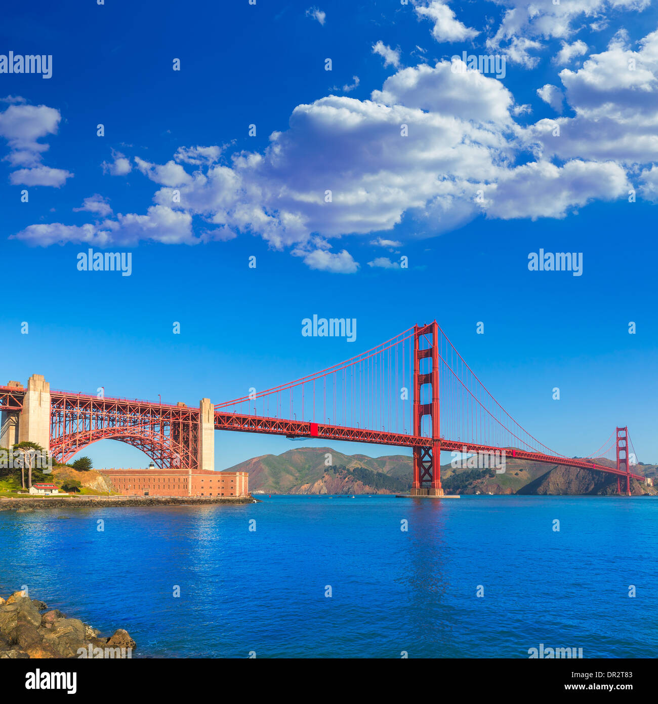 Golden Gate Bridge di San Francisco dal Presidio in California USA Foto Stock