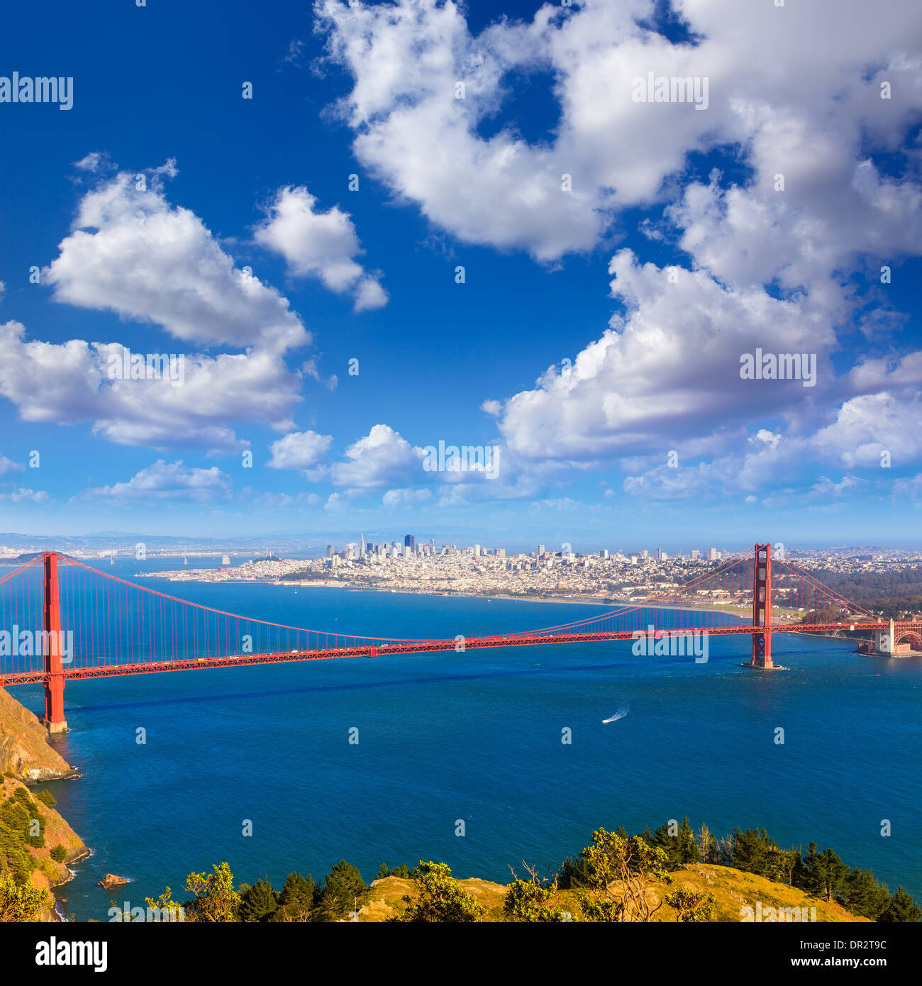Golden Gate Bridge di San Francisco GGB da Promontori Marin in California USA Foto Stock