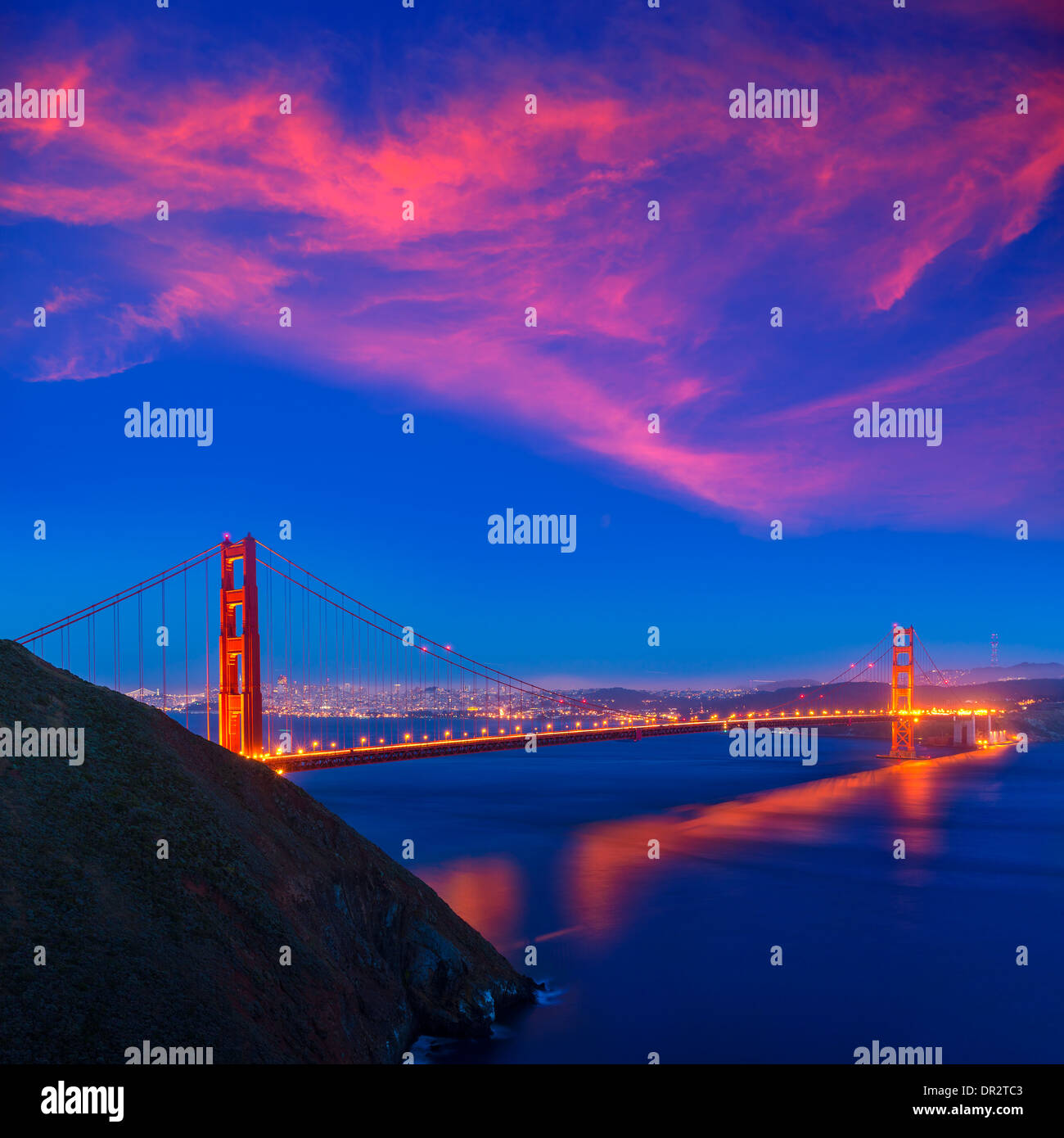 Golden Gate Bridge di San Francisco California Sunset USA Foto Stock
