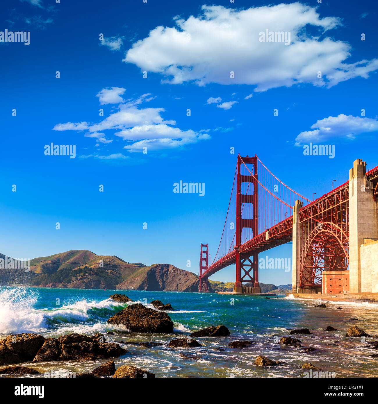 San Francisco Golden Gate Bridge GGB presso la Marshall Beach in California USA Foto Stock
