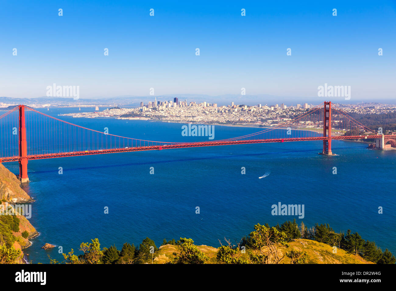 San Francisco Golden Gate Bridge GGB da Promontori Marin in California USA Foto Stock