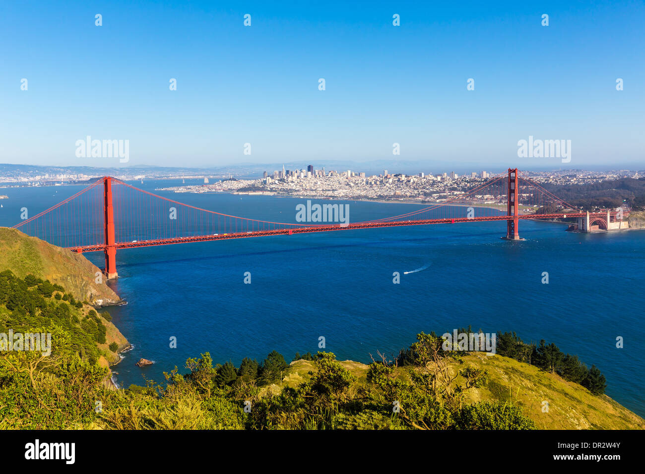 San Francisco Golden Gate Bridge GGB da Promontori Marin in California USA Foto Stock