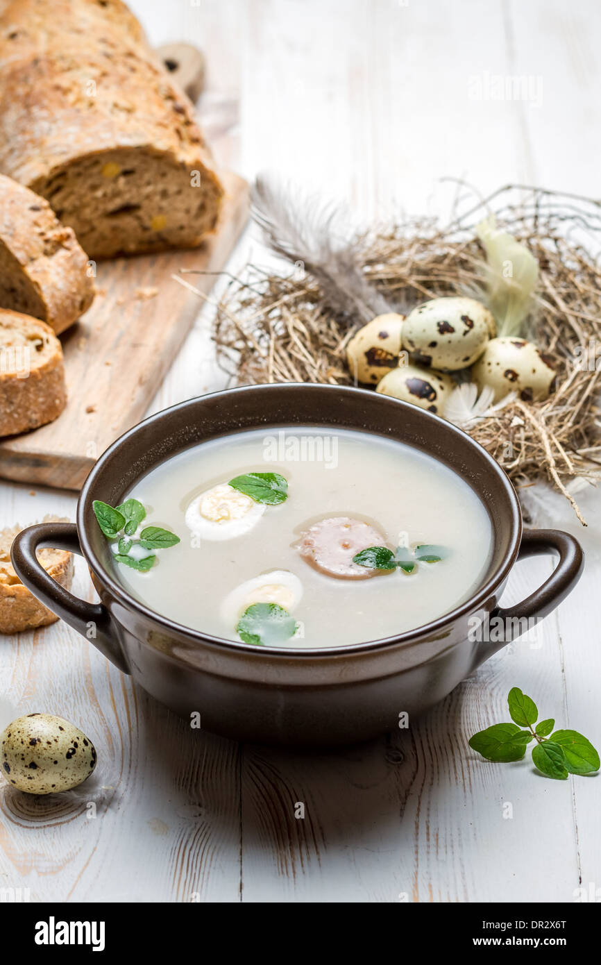 Paese ingredienti per fatti in casa zuppa acida Foto Stock