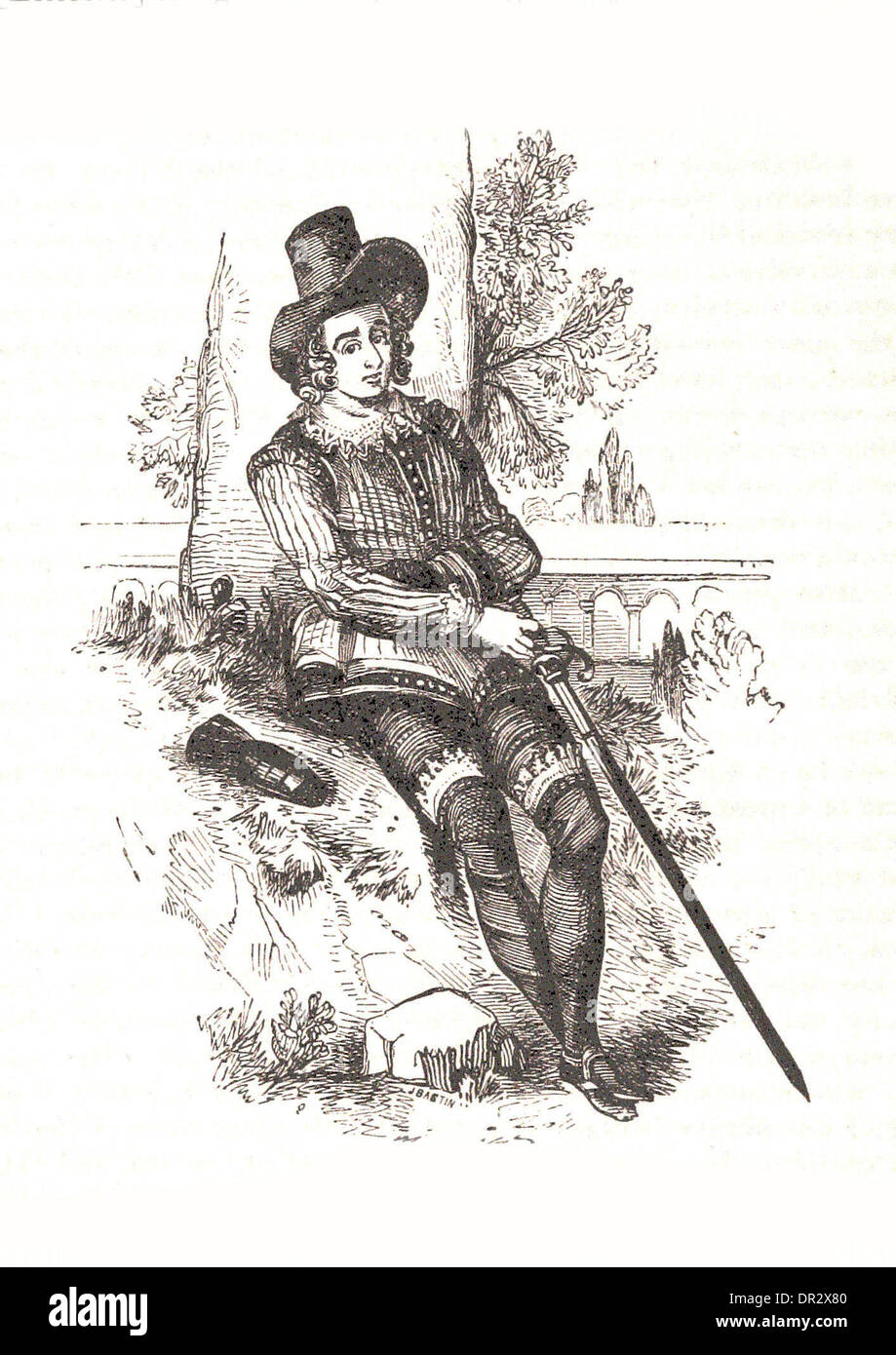 Ritratto di Sir Philip Sidney - Britsh incisione Foto Stock