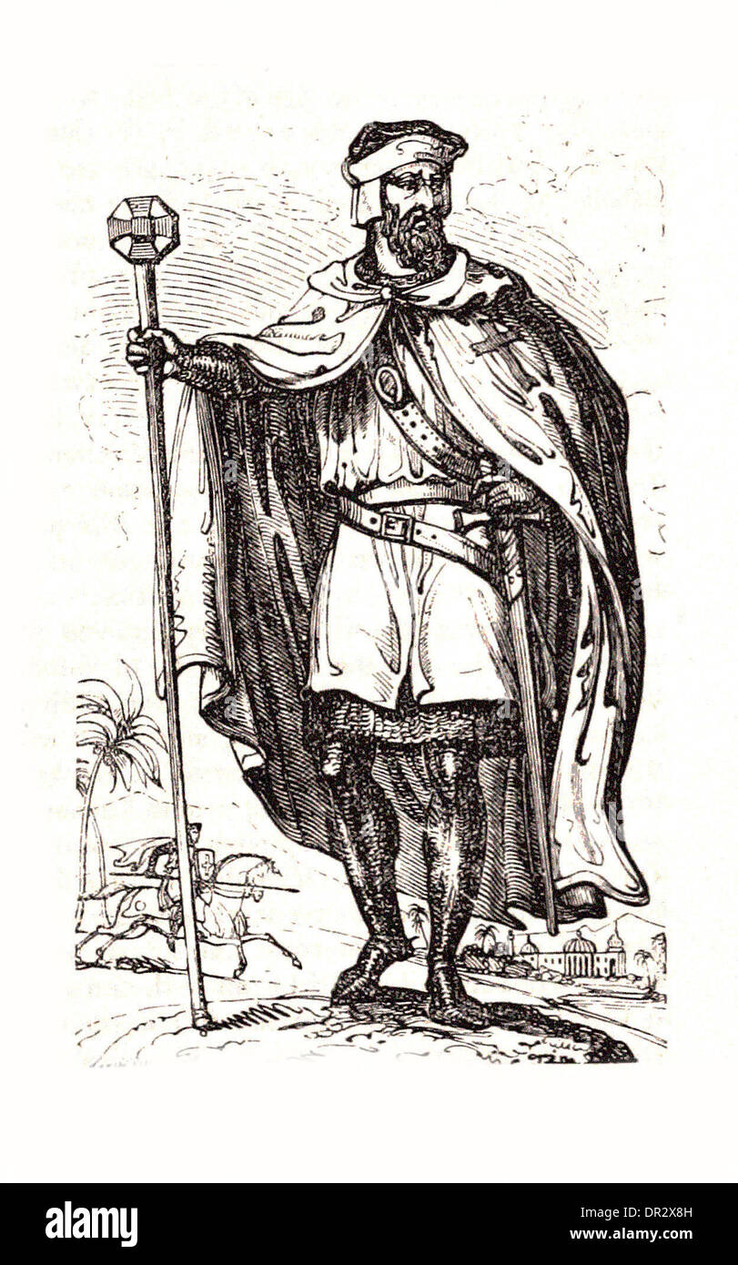 Ritratto di un Cavaliere Templare - Britsh incisione Foto Stock