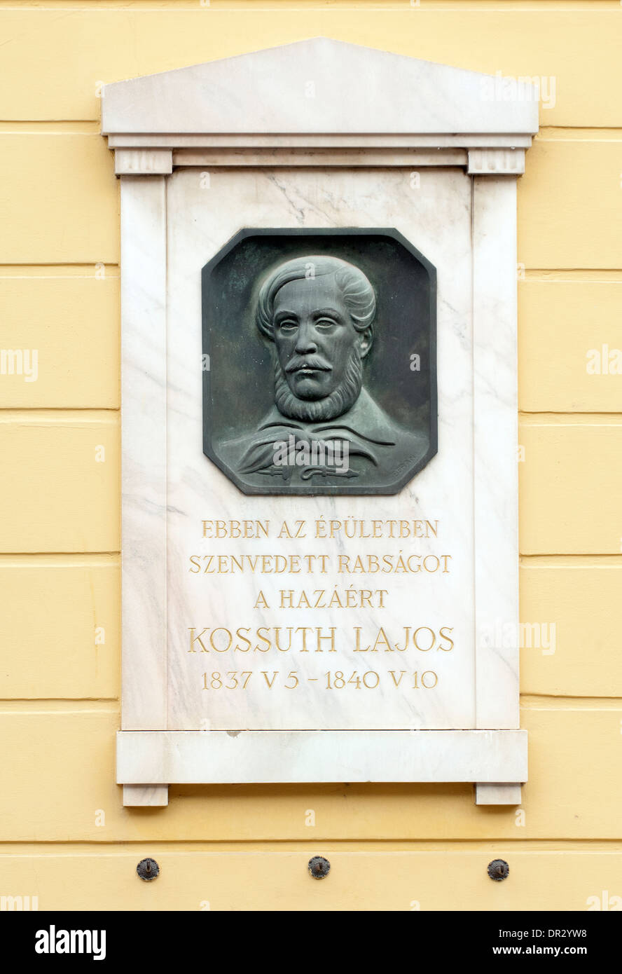 Lapide a Kossuth Lajos, Budapest, Ungheria. Foto Stock