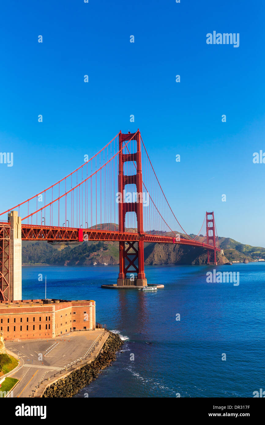 Golden Gate Bridge di San Francisco dal Presidio in California USA Foto Stock