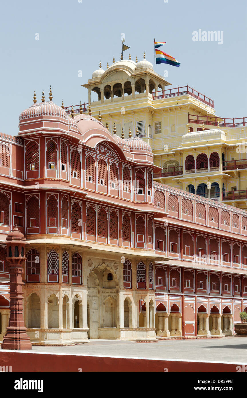 Chandra Mahal, uno degli edifici nella città di Jaipur Palace, Rajasthan, India Foto Stock