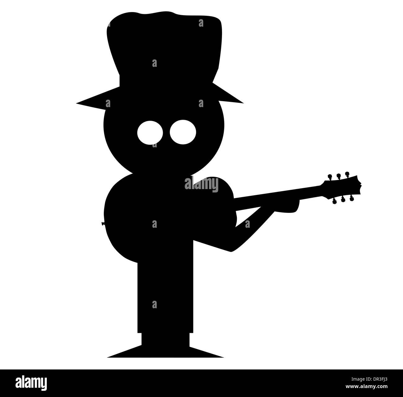 Silhouette di un personaggio dei fumetti con una chitarra Foto Stock