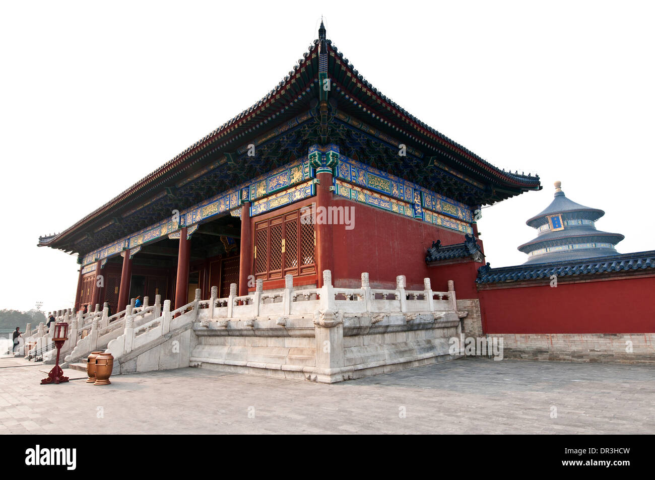 Qinian gate con la sala di preghiera per i buoni raccolti su sfondo nel Tempio del Cielo (altare del cielo) a Pechino, Cina Foto Stock