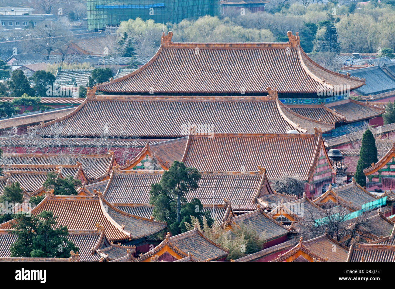 Vista aerea sulla Città Proibita di Pechino, Cina, visto dal Parco Jingshan Foto Stock