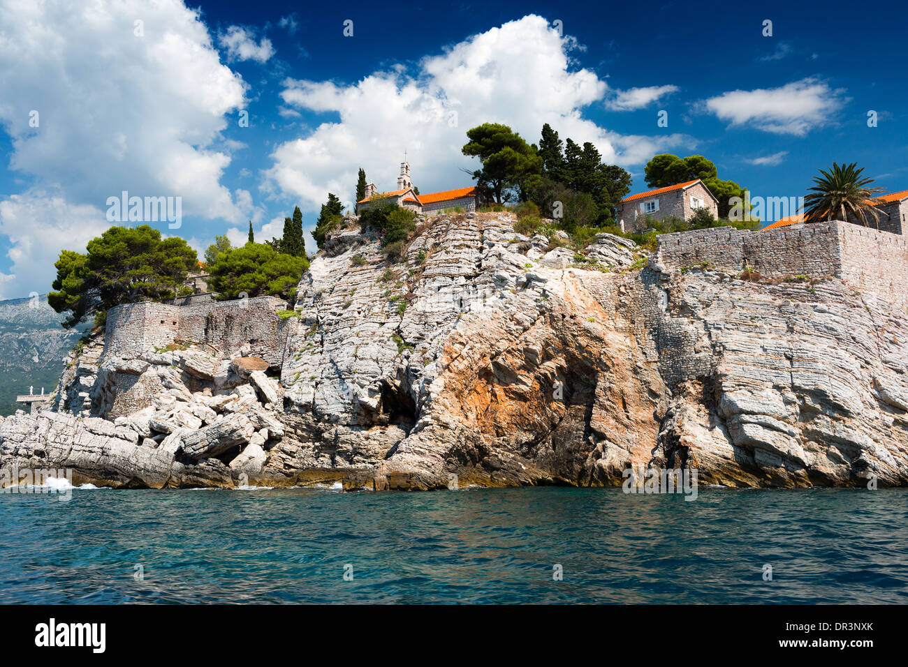 Isola di Sveti Stefan, Montenegro, Balcani, mare adriatico, Europa Foto Stock
