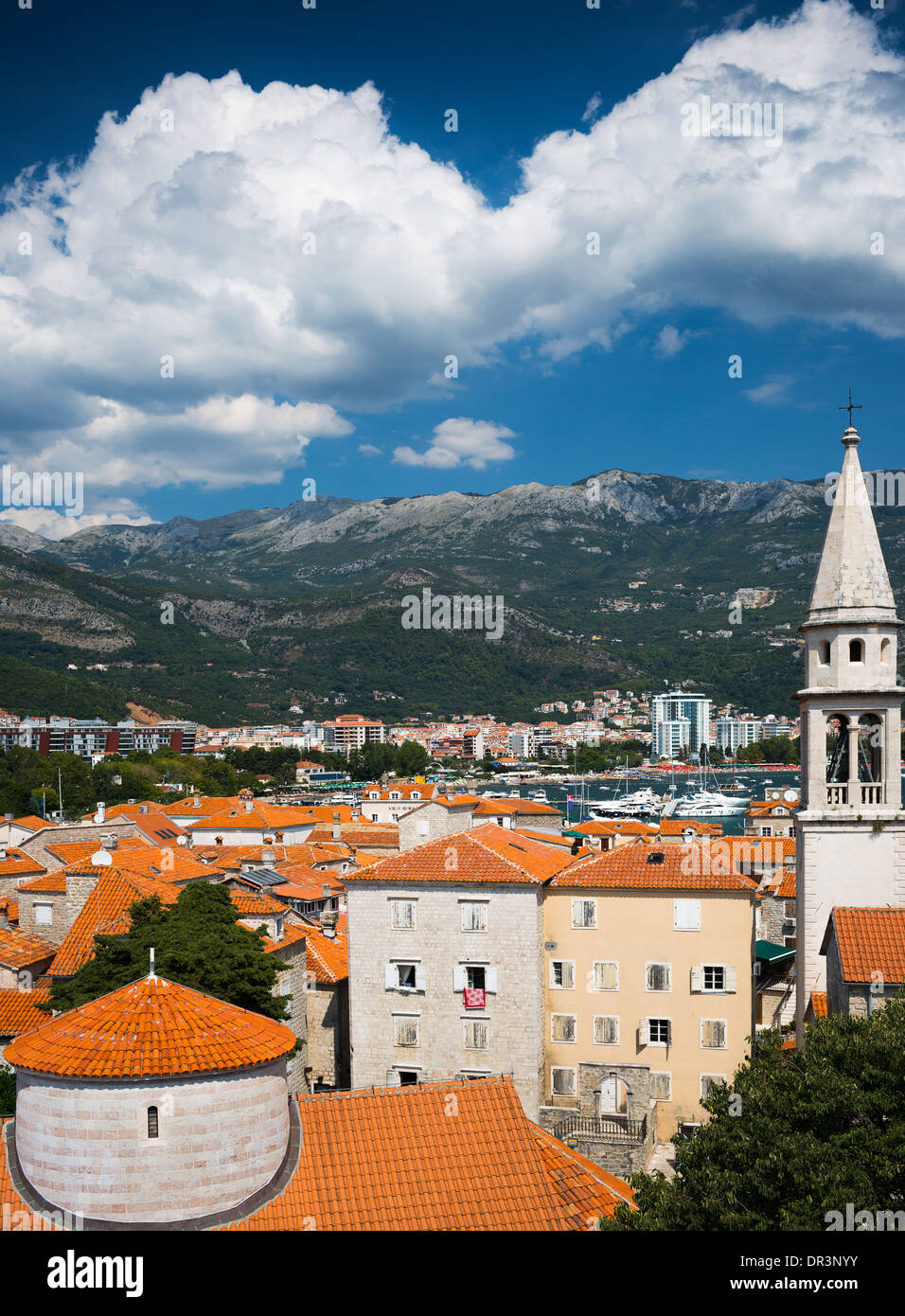 Vista sulla città vecchia di Budva. Montenegro, Balcani, Europa Foto Stock