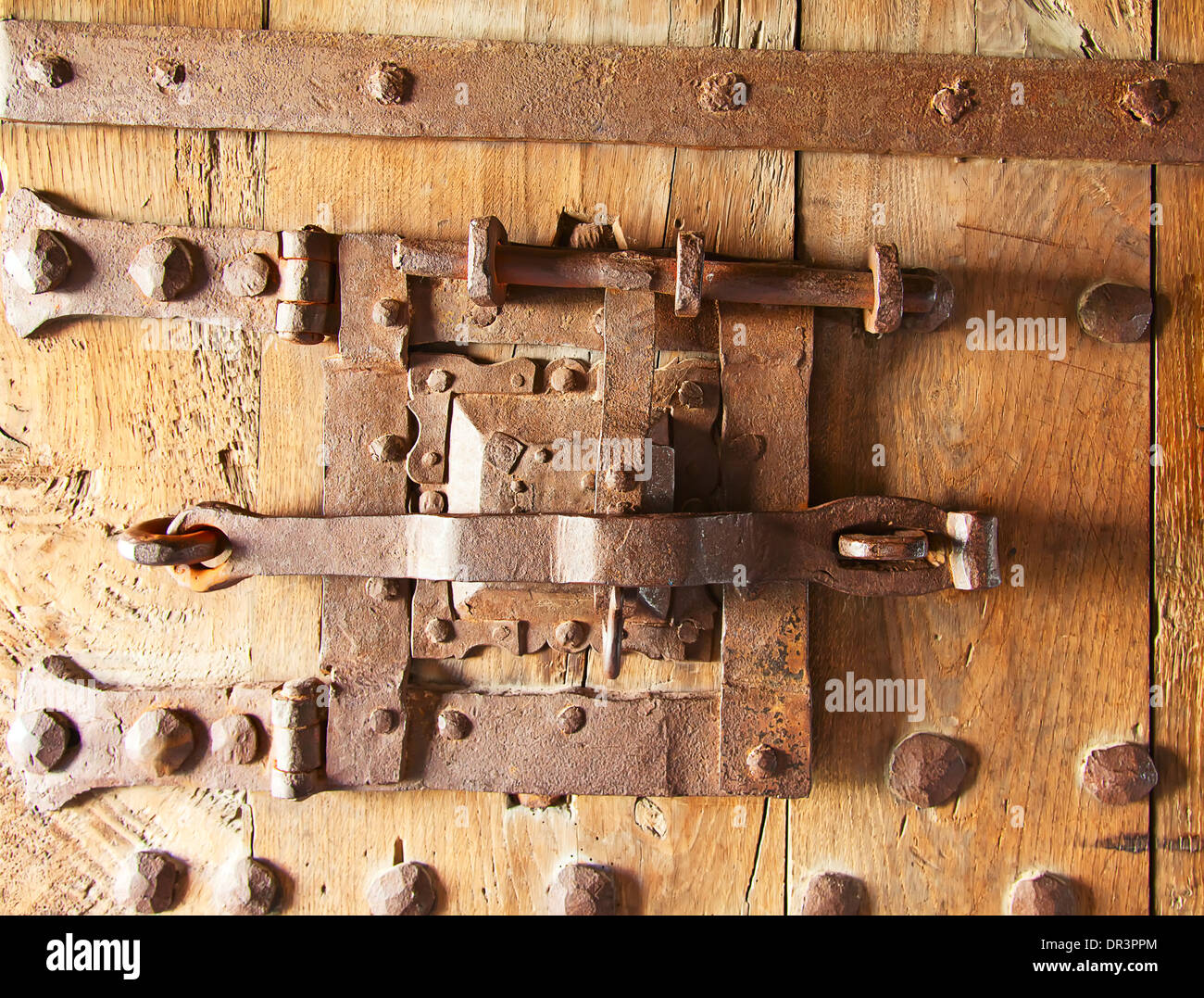 Serratura antica nel castello medievale di Aigle, Svizzera Foto Stock