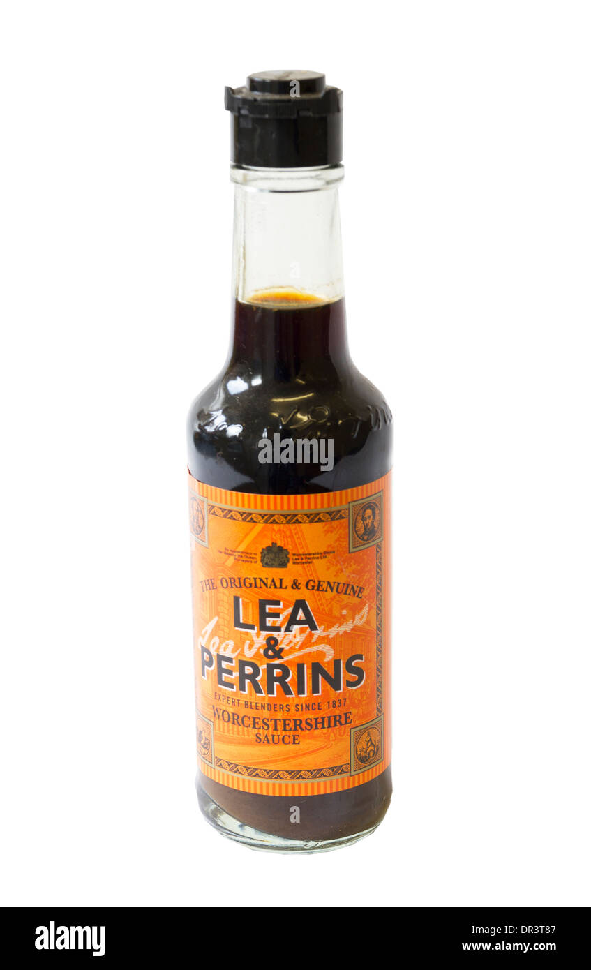 Una bottiglia di Lea & Perrins salsa Worcester Foto Stock