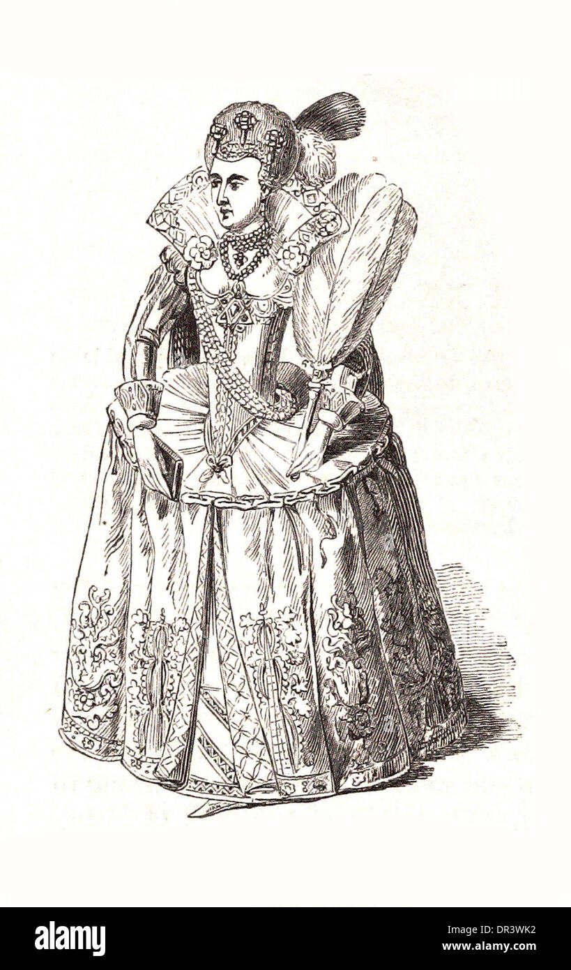 Ritratto di Anna di Danimarca, regina di Giacomo I - Britsh incisione Foto Stock