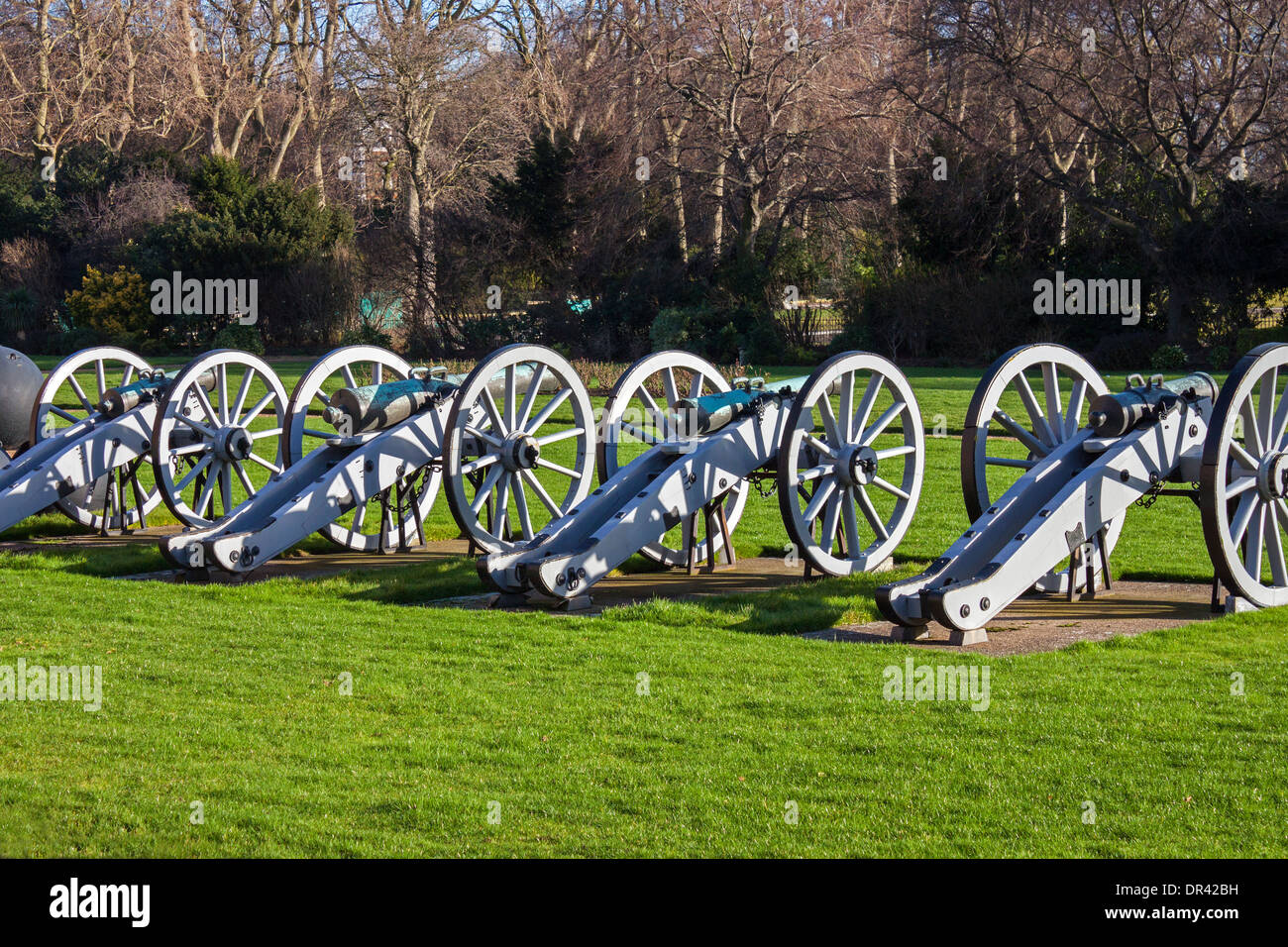 Catturato obici e cannoni, Royal Hospital Chelsea, Londra Foto Stock