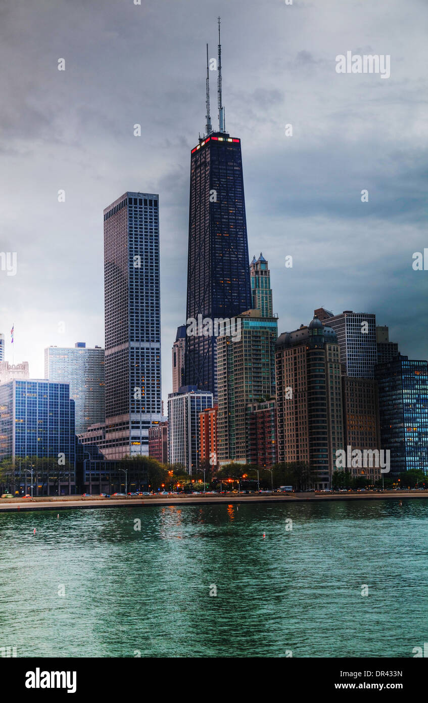 Downtown Chicago con John Hancock Center Foto Stock