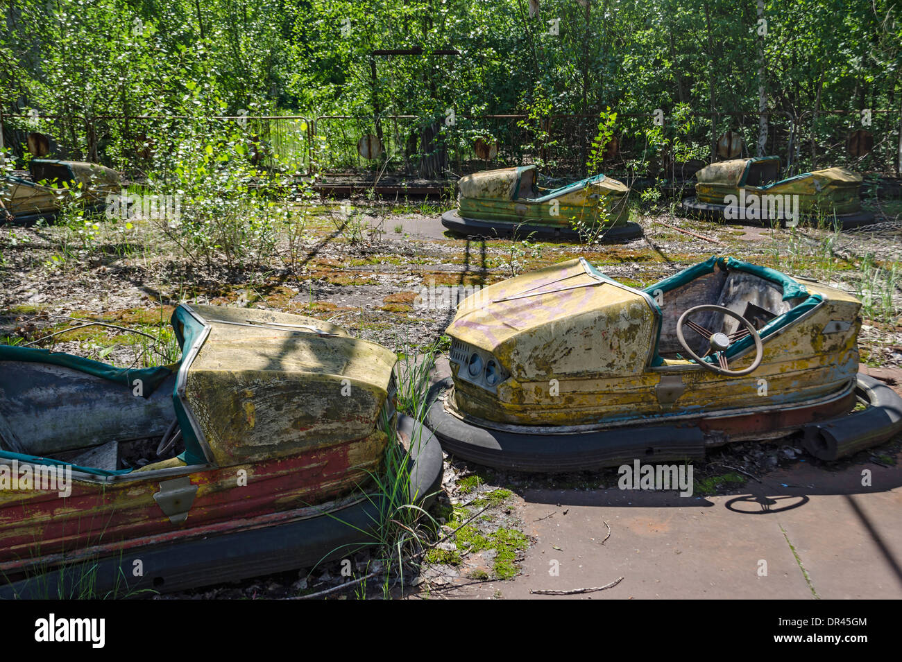 Parco dei divertimenti rovinato da incidente nucleare di Chernobyl, in Ucraina Foto Stock