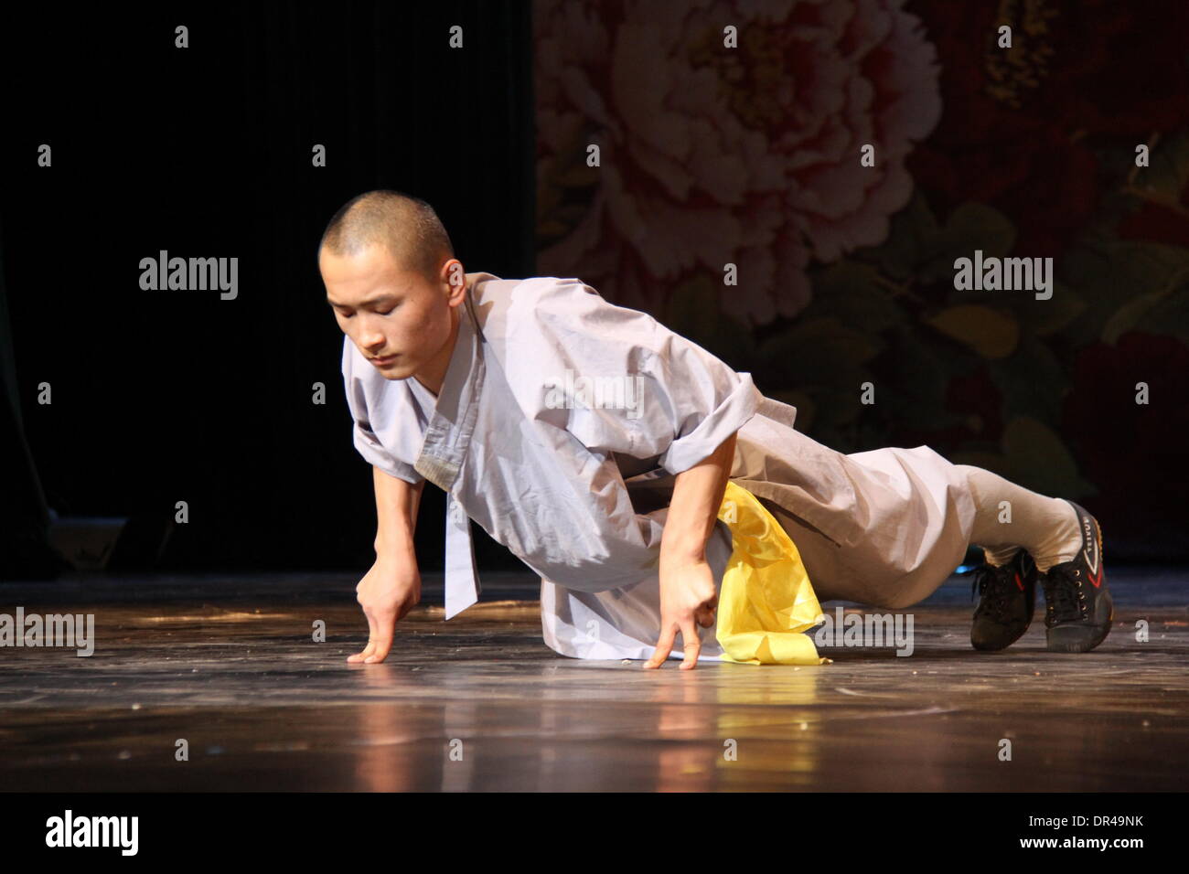 Dakar, Senegal. Xix gen, 1914. Un monaco dalla Cina è il Tempio Shaolin esegue Kung Fu durante una performance dalla cina henan Troupe di arte di Dakar in Senegal, gennaio 19, 1914. Credito: Tai Jianqiu/Xinhua/Alamy Live News Foto Stock