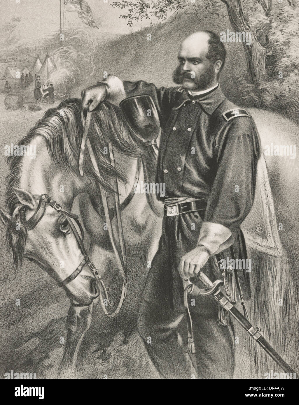 Il Brigadiere Generale Burnside, Esercito USA, Guerra civile americana 1861 Foto Stock