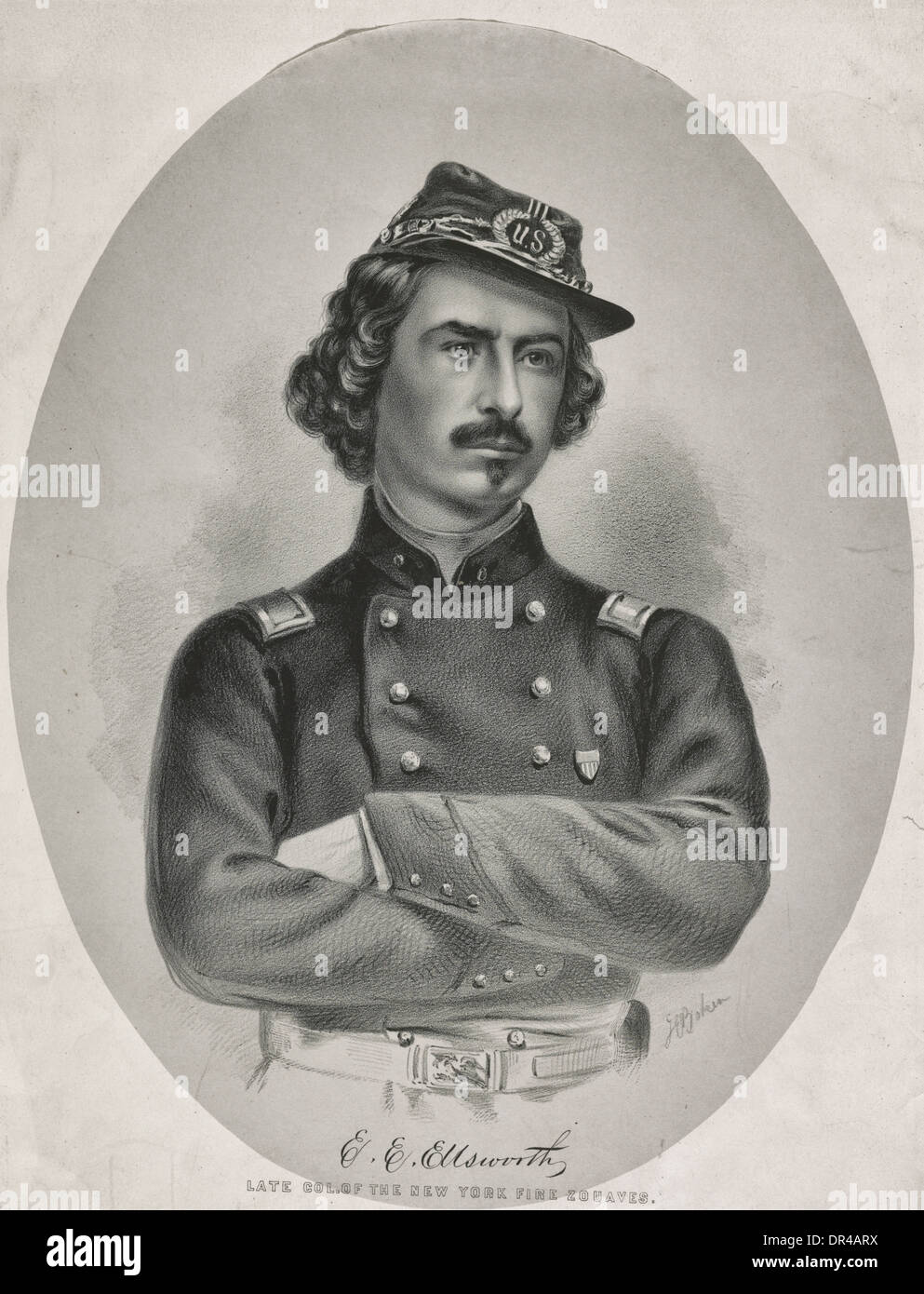 Elmer E. Ellsworth - diritto commesso e soldato, meglio conosciuta come la prima cospicua vittima della guerra civile americana. Maggio 1861 Foto Stock
