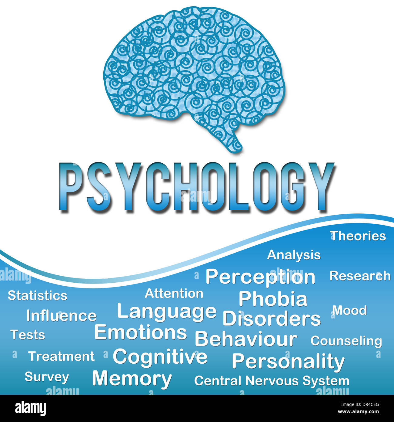 Phychology con parole chiave - Blu Foto Stock