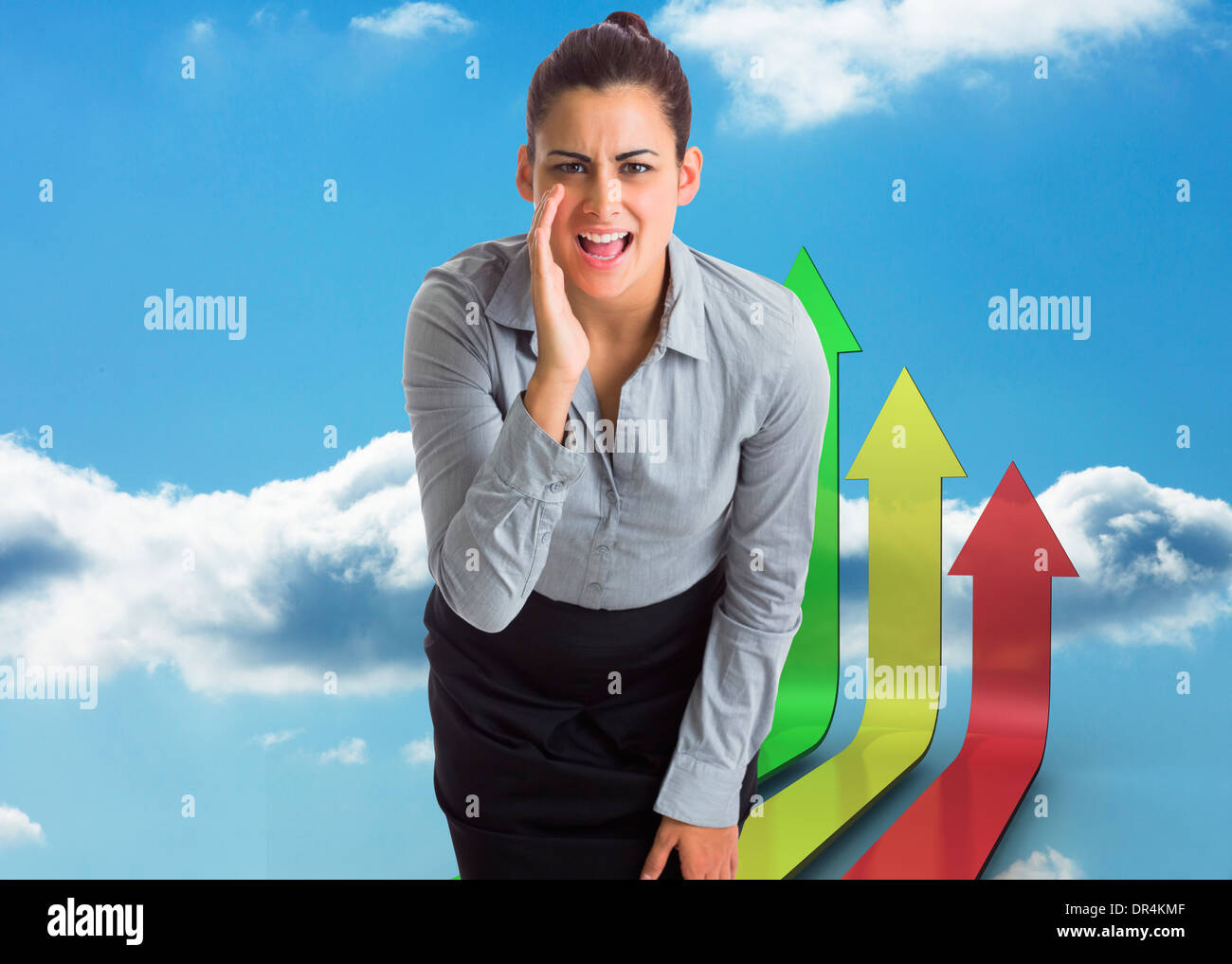 Immagine composita di imprenditrice urlando Foto Stock