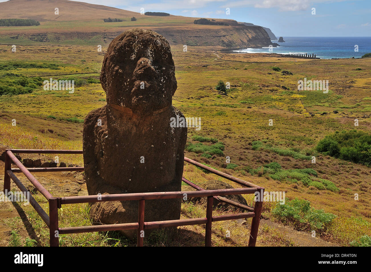 Moai Statua in Isola di Pasqua, Cile Foto Stock