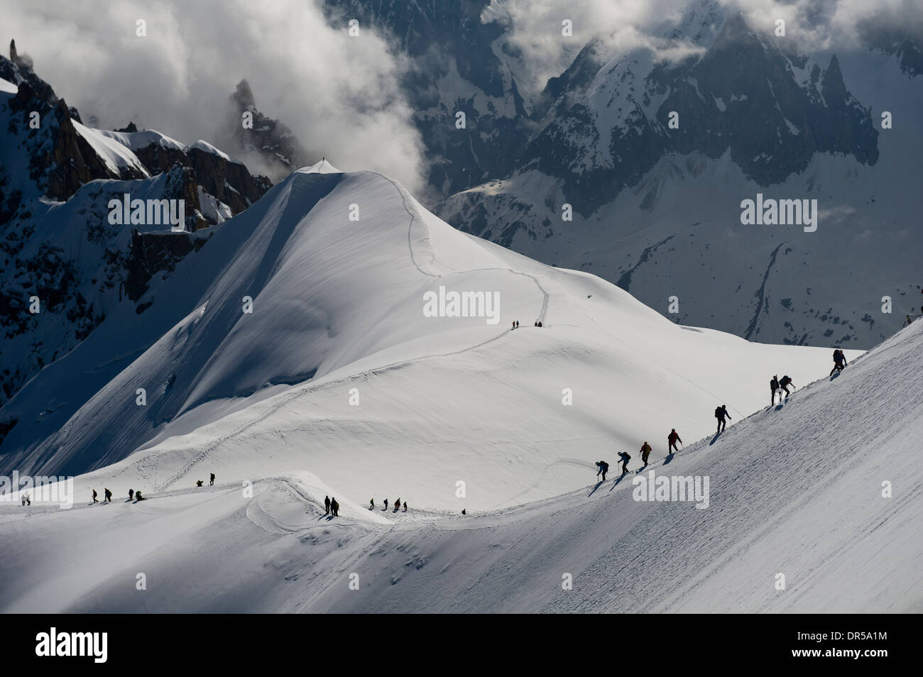 L'alpinista sul Monte Bianco,Montagna Bianca), Francia Foto Stock