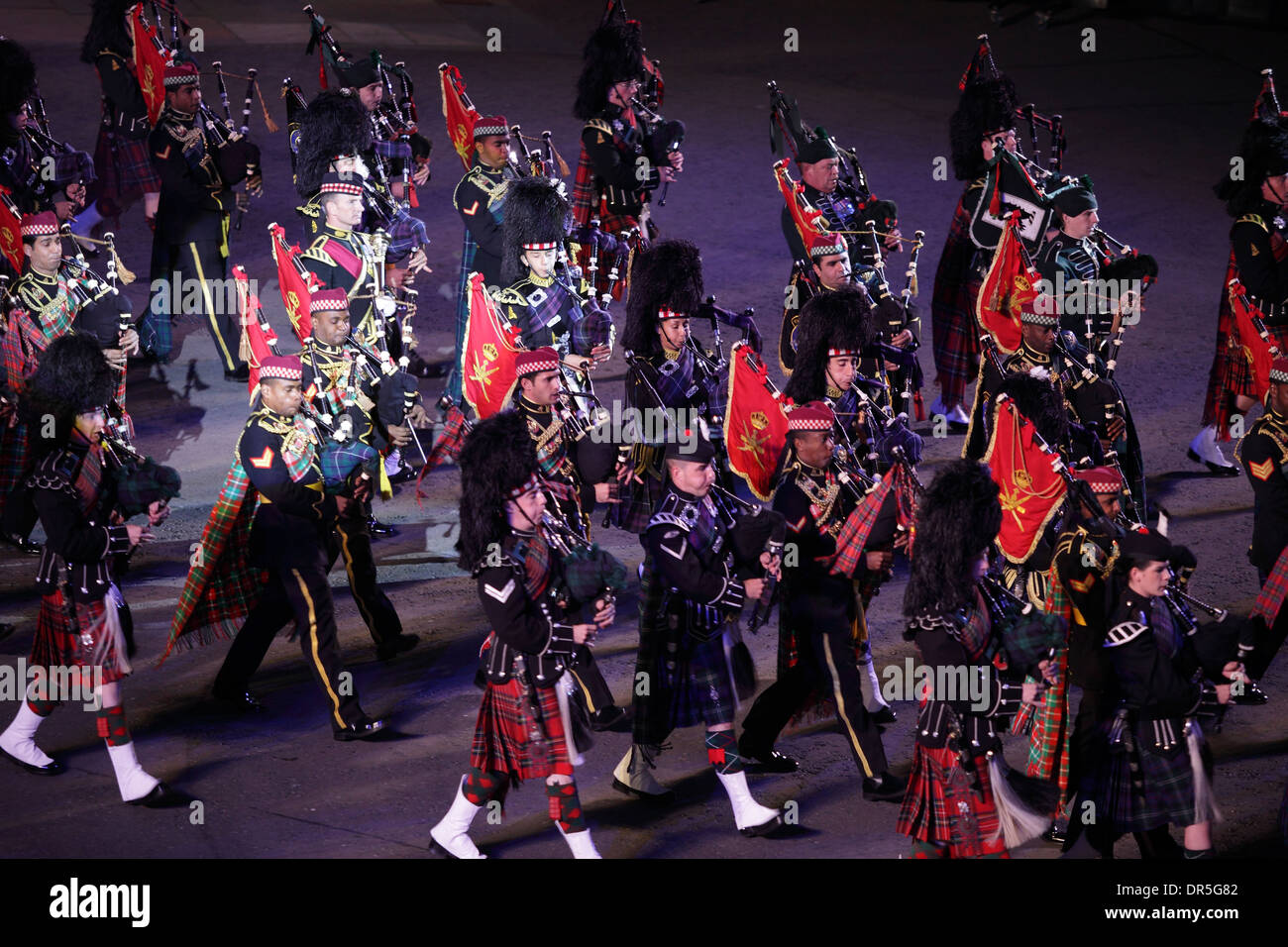 The International Edinburgh Military Tattoo, Edinburgh Castle, Scotland. Foto Stock