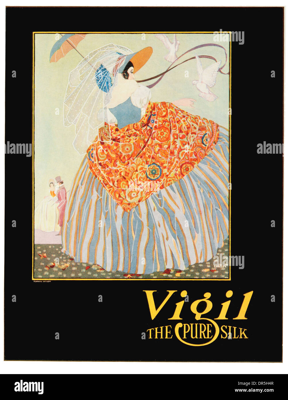 1922 British Visualizza scheda per la veglia la seta pura progettato da S.S.Longley A.R.B.A Foto Stock 1922 British Visualizza scheda per la veglia la seta pura progettato da S.S.Longley A.R.B.A Foto Stock