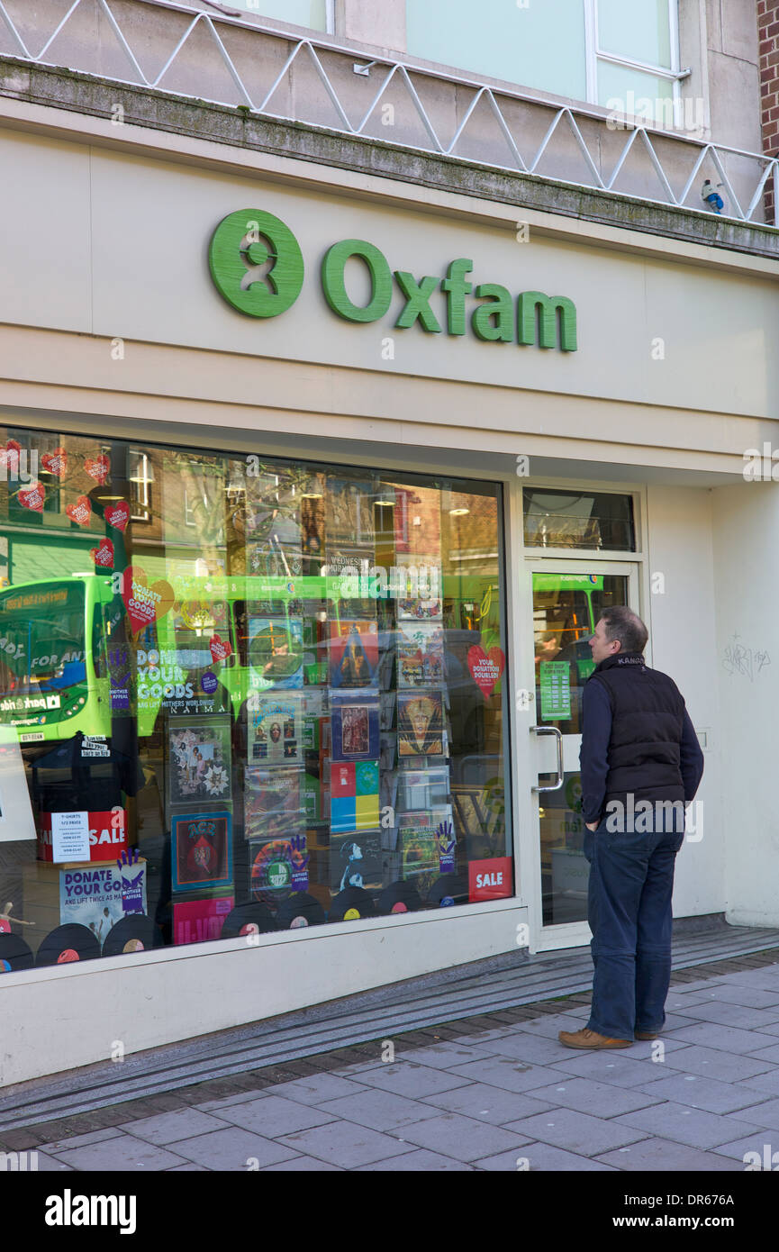 Libro di Oxfam e registrare shop, REGNO UNITO Foto Stock